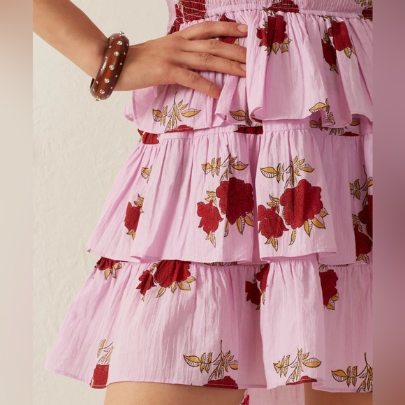 NWT Alix of Bohemia Cabana Ruby Rosette Dress Smocked Cotton Mini Dress Large - Picture 2 of 12